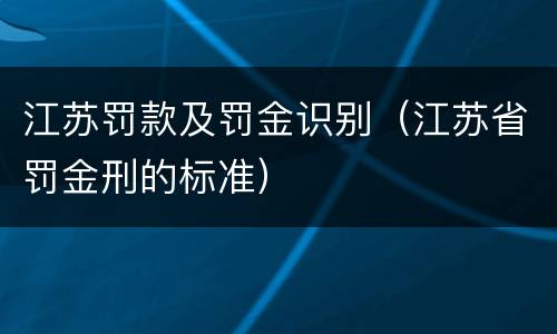 江苏罚款及罚金识别（江苏省罚金刑的标准）