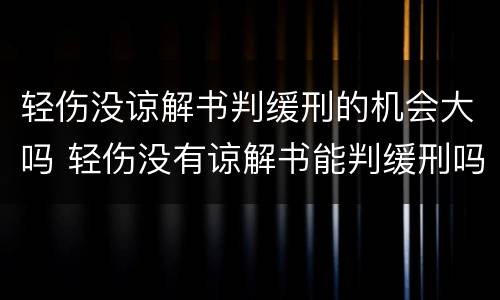 轻伤没谅解书判缓刑的机会大吗 轻伤没有谅解书能判缓刑吗