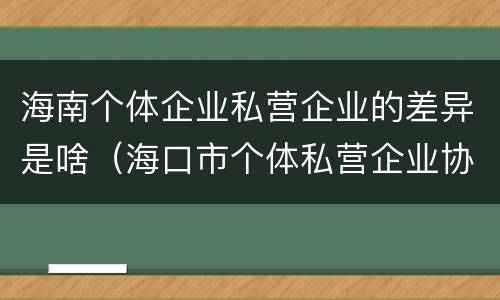 海南个体企业私营企业的差异是啥（海口市个体私营企业协会）