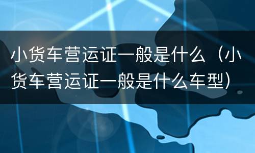 小货车营运证一般是什么（小货车营运证一般是什么车型）