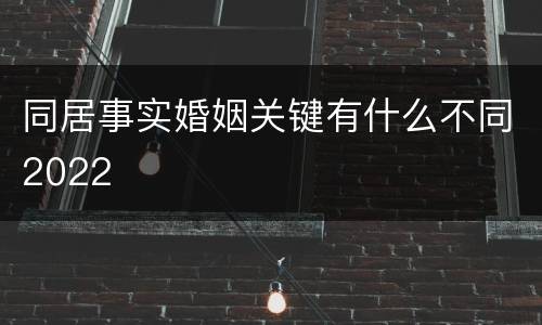 同居事实婚姻关键有什么不同2022