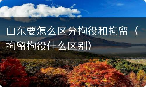 山东要怎么区分拘役和拘留（拘留拘役什么区别）