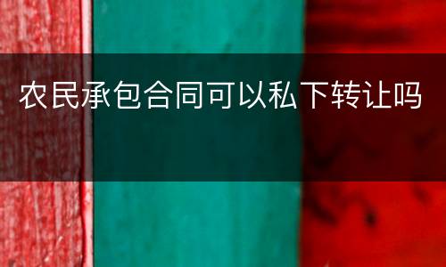 农民承包合同可以私下转让吗