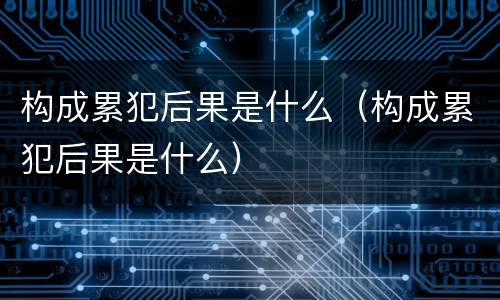 构成累犯后果是什么（构成累犯后果是什么）