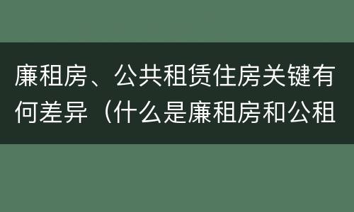 廉租房、公共租赁住房关键有何差异（什么是廉租房和公租房两个有什么特点）