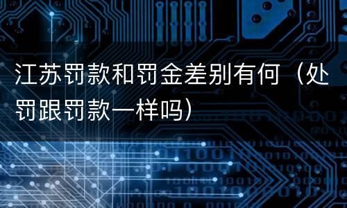 江苏罚款和罚金差别有何（处罚跟罚款一样吗）