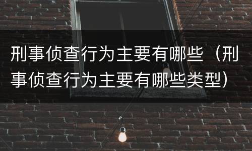 刑事侦查行为主要有哪些（刑事侦查行为主要有哪些类型）