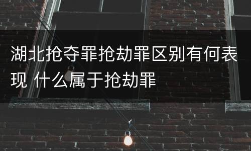 湖北抢夺罪抢劫罪区别有何表现 什么属于抢劫罪