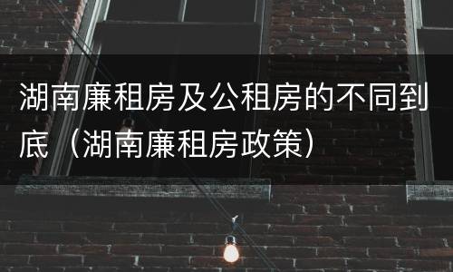 湖南廉租房及公租房的不同到底（湖南廉租房政策）