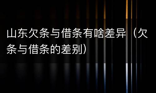 山东欠条与借条有啥差异（欠条与借条的差别）
