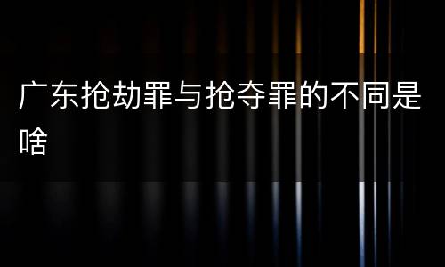 广东抢劫罪与抢夺罪的不同是啥