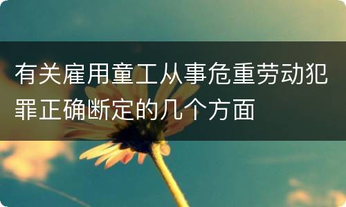 有关雇用童工从事危重劳动犯罪正确断定的几个方面