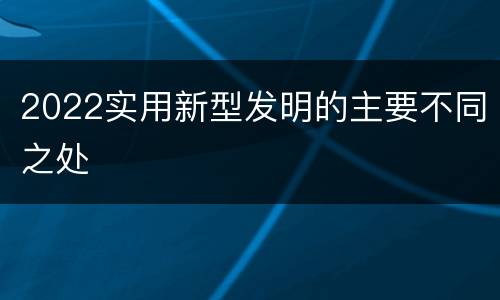 2022实用新型发明的主要不同之处
