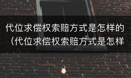 代位求偿权索赔方式是怎样的（代位求偿权索赔方式是怎样的法律）