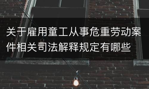 关于雇用童工从事危重劳动案件相关司法解释规定有哪些