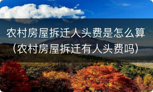 农村房屋拆迁人头费是怎么算（农村房屋拆迁有人头费吗）