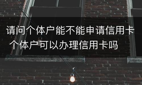 请问个体户能不能申请信用卡 个体户可以办理信用卡吗