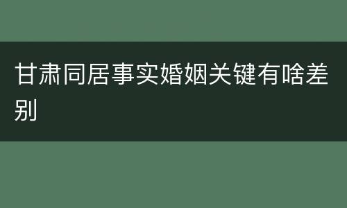 甘肃同居事实婚姻关键有啥差别