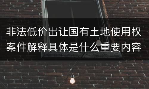 非法低价出让国有土地使用权案件解释具体是什么重要内容
