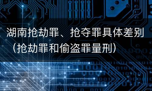 湖南抢劫罪、抢夺罪具体差别（抢劫罪和偷盗罪量刑）