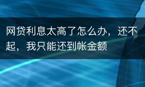网贷利息太高了怎么办，还不起，我只能还到帐金额