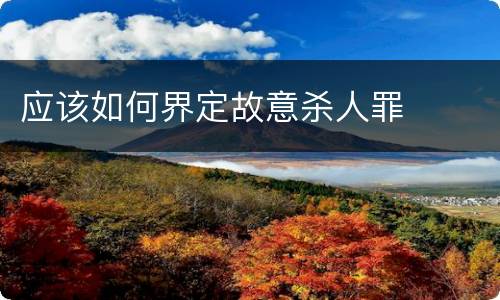 应该如何界定故意杀人罪