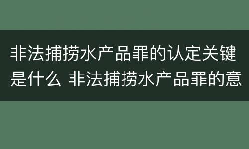 非法捕捞水产品罪的认定关键是什么 非法捕捞水产品罪的意义