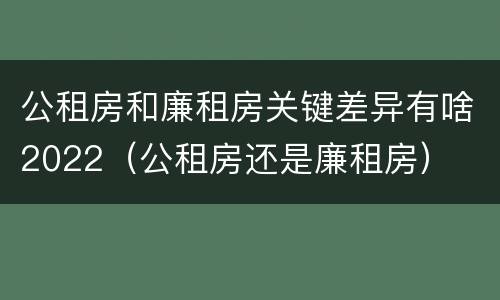 公租房和廉租房关键差异有啥2022（公租房还是廉租房）