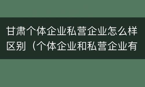 甘肃个体企业私营企业怎么样区别（个体企业和私营企业有什么区别）