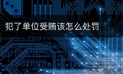 犯了单位受贿该怎么处罚