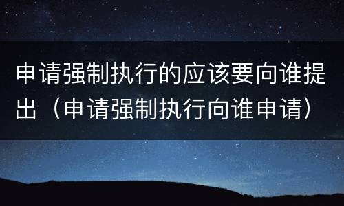 申请强制执行的应该要向谁提出（申请强制执行向谁申请）