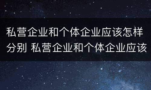 私营企业和个体企业应该怎样分别 私营企业和个体企业应该怎样分别认定