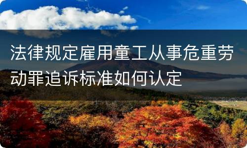 法律规定雇用童工从事危重劳动罪追诉标准如何认定