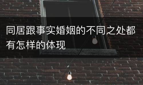 同居跟事实婚姻的不同之处都有怎样的体现