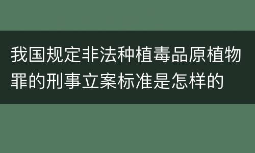 我国规定非法种植毒品原植物罪的刑事立案标准是怎样的