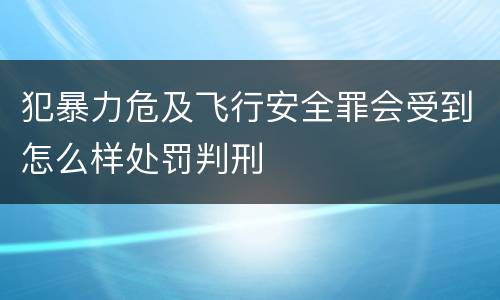 犯暴力危及飞行安全罪会受到怎么样处罚判刑