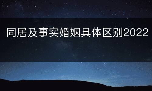 同居及事实婚姻具体区别2022