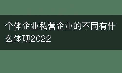 个体企业私营企业的不同有什么体现2022