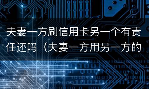 夫妻一方刷信用卡另一个有责任还吗（夫妻一方用另一方的信用卡赌博）