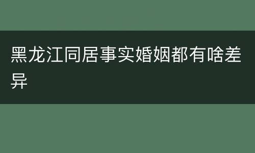 黑龙江同居事实婚姻都有啥差异
