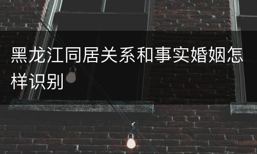 黑龙江同居关系和事实婚姻怎样识别
