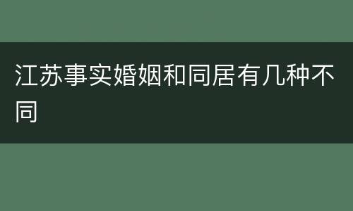 江苏事实婚姻和同居有几种不同