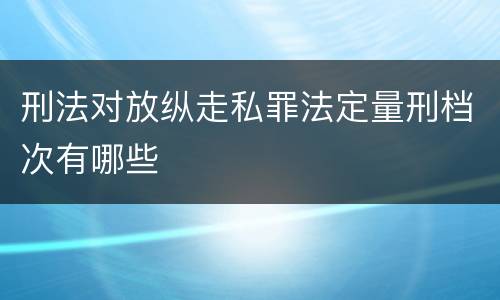 刑法对放纵走私罪法定量刑档次有哪些