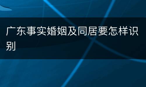 广东事实婚姻及同居要怎样识别