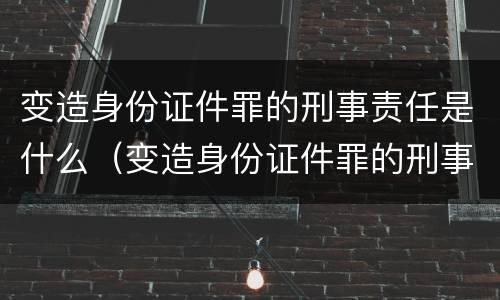 变造身份证件罪的刑事责任是什么（变造身份证件罪的刑事责任是什么意思）