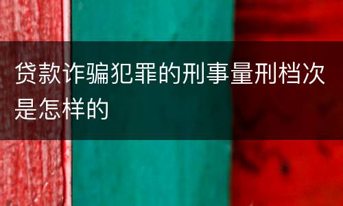 贷款诈骗犯罪的刑事量刑档次是怎样的