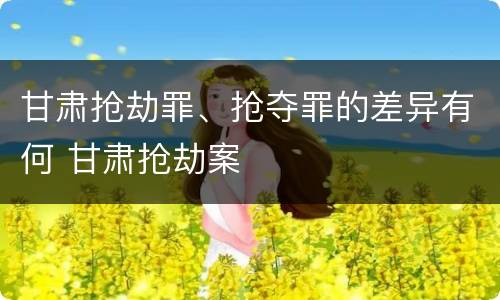 甘肃抢劫罪、抢夺罪的差异有何 甘肃抢劫案