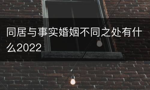 同居与事实婚姻不同之处有什么2022
