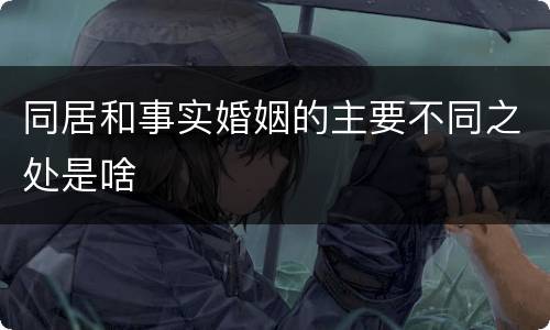 同居和事实婚姻的主要不同之处是啥