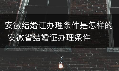 安徽结婚证办理条件是怎样的 安徽省结婚证办理条件
